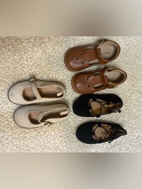 Kids' Brown Leather T-Strap Sandals